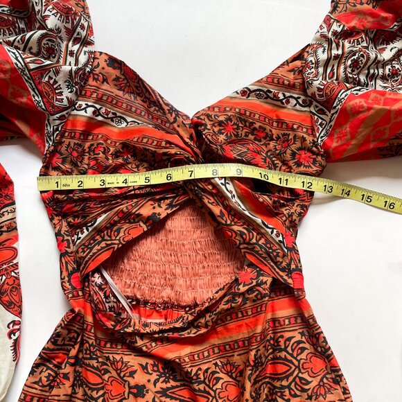 Johanna Ortiz Tropical Mantra Mini Dress Blockprint Fiesta Red Size 0 NEW NWT - Picture 10 of 13